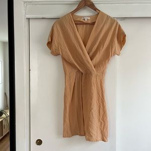 Les Petites Silk V-Neck Dress in Peach